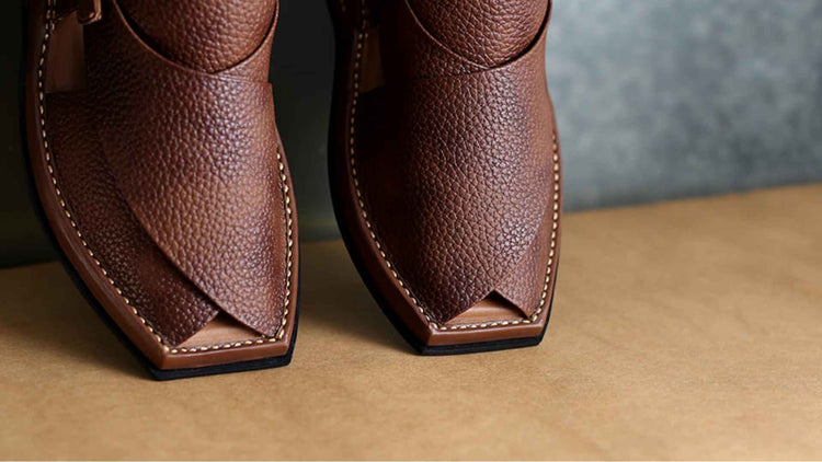 Leather Peshawari Shoes for Men brown, burgundy and black color.