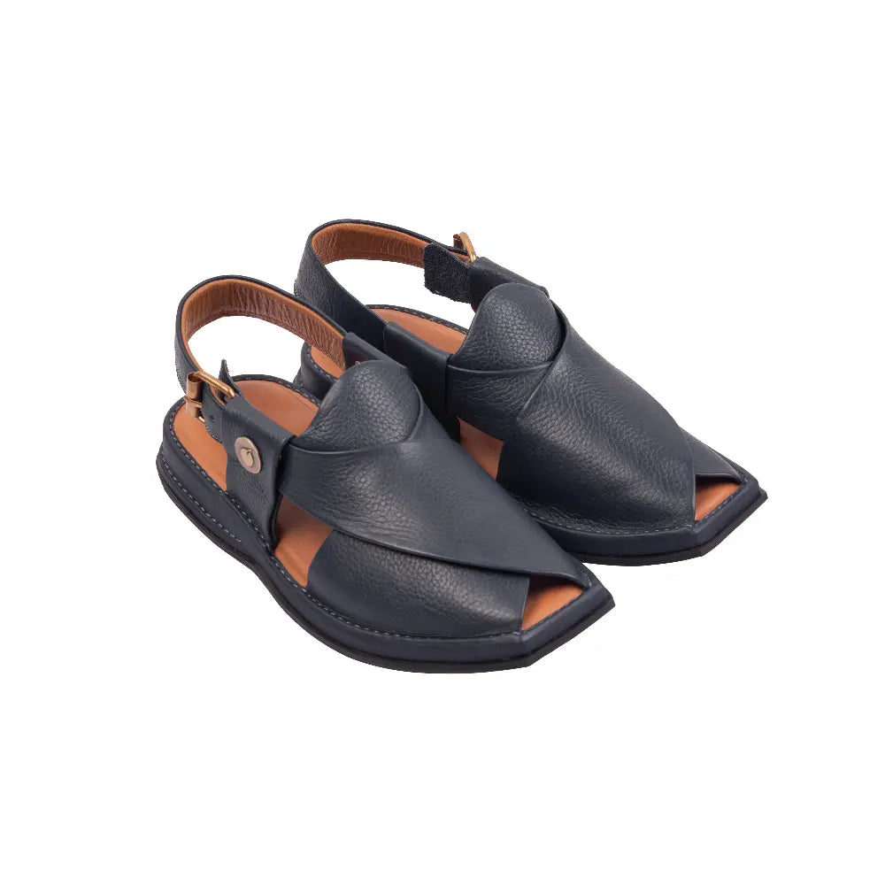 Blue LightWeight Men Peshawari Chappal side view