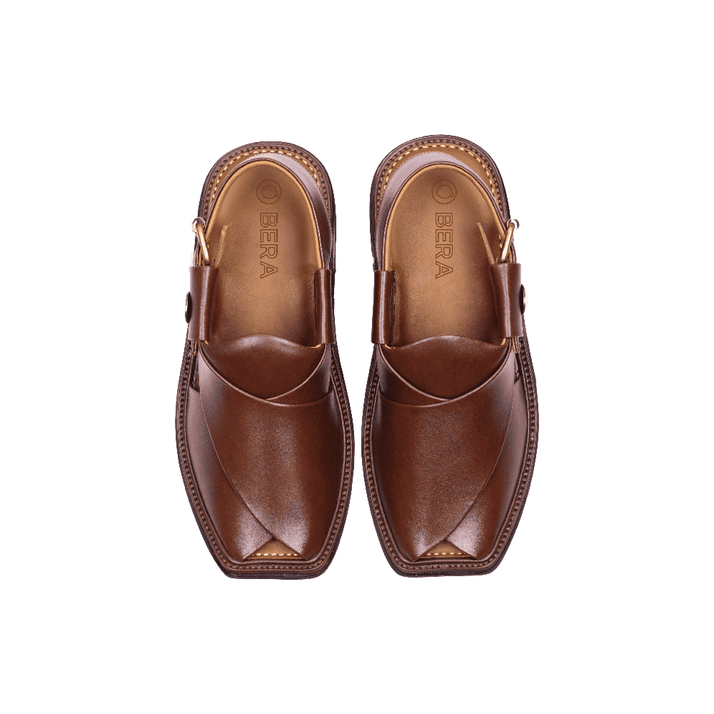 Burgundy Traditional Peshawari Chappal for men top view