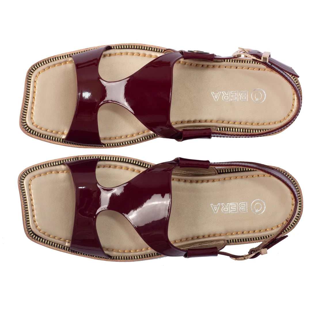 Maroon Panjedar Peshawari Chappal for Ladies Top View