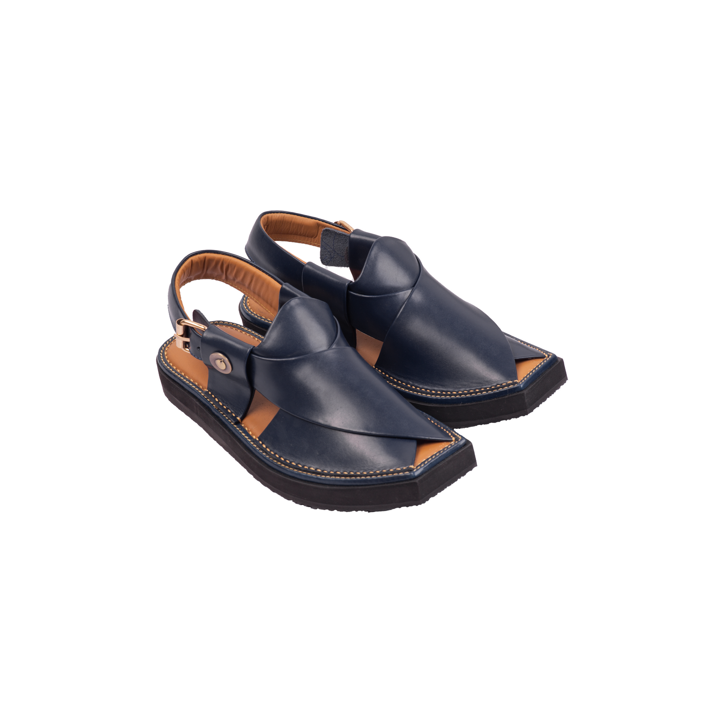 Khan Chappal Blue Plain