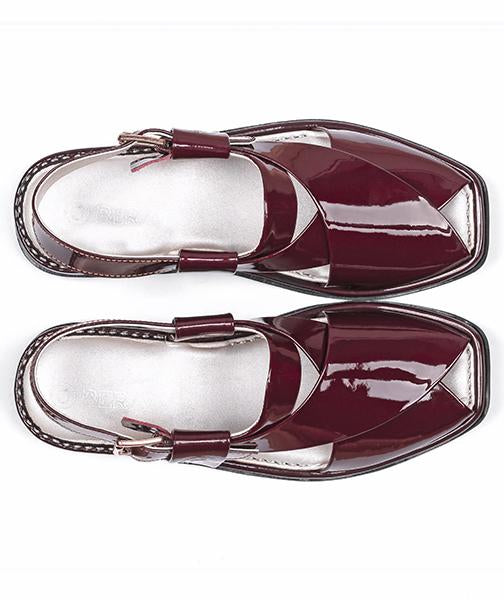 Ladies Peshawar Chappal maroon top view