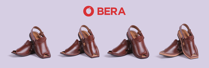 A beautiful pairs of handcrafted Bera Peshawari chappals, showcasing the premium quality leather and traditional craftsmanship.