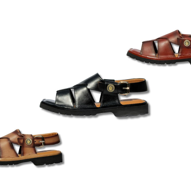 Bera men sandala brown , black and burgundy colors