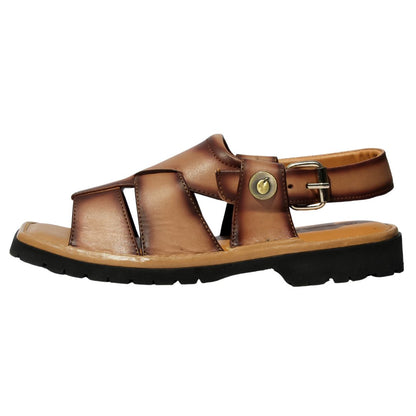 Side view of Bera Men’s Sandals in Brown featuring durable Vibram sole and adjustable straps