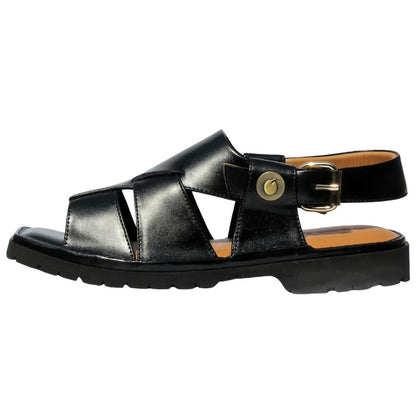 Side view of Bera Men’s Sandals in Black with Vibram sole and sleek design