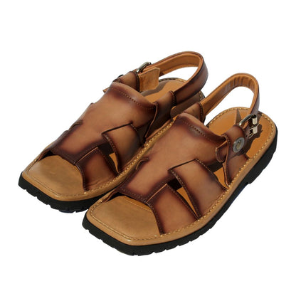 Top view of Bera Men’s Brown Sandals showing soft inner padding and artisan craftsmanship