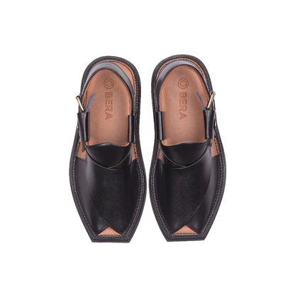 Black T Shape Peshawari Chappal Top View
