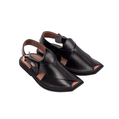 Black T Shape Peshawari Chappal side view