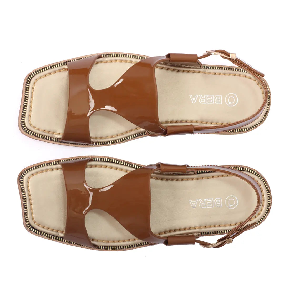 beige Panjedar Peshawari chappal top view