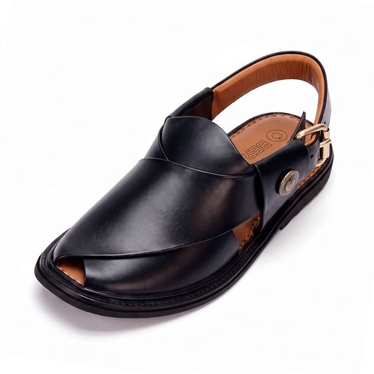 Black Round Shape Comfortable and elegant Peshawari Chappal
