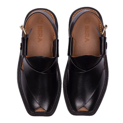 Black Traditional Peshawari chappal top view