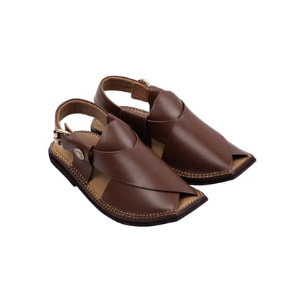 Burgundy T Shape Peshawari Chappal Side View