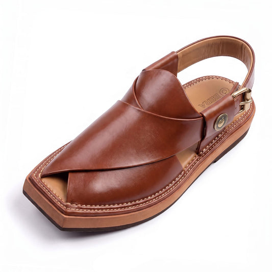 Burgundy kaptaan Peshawari Chappal front view