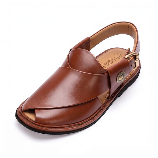 comfortable and stylish burgundy round shape Peshwari Chappal 