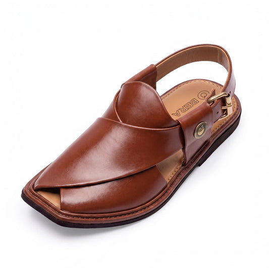 Traditional Premium Leather Burgundy Peshawari Chappal