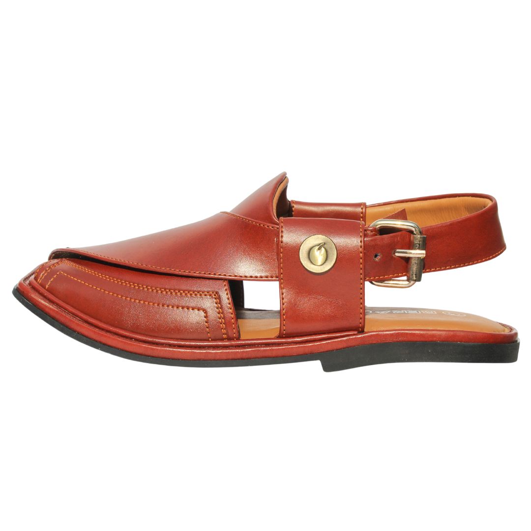 burgundy traditional taki peshawari chappals side view 