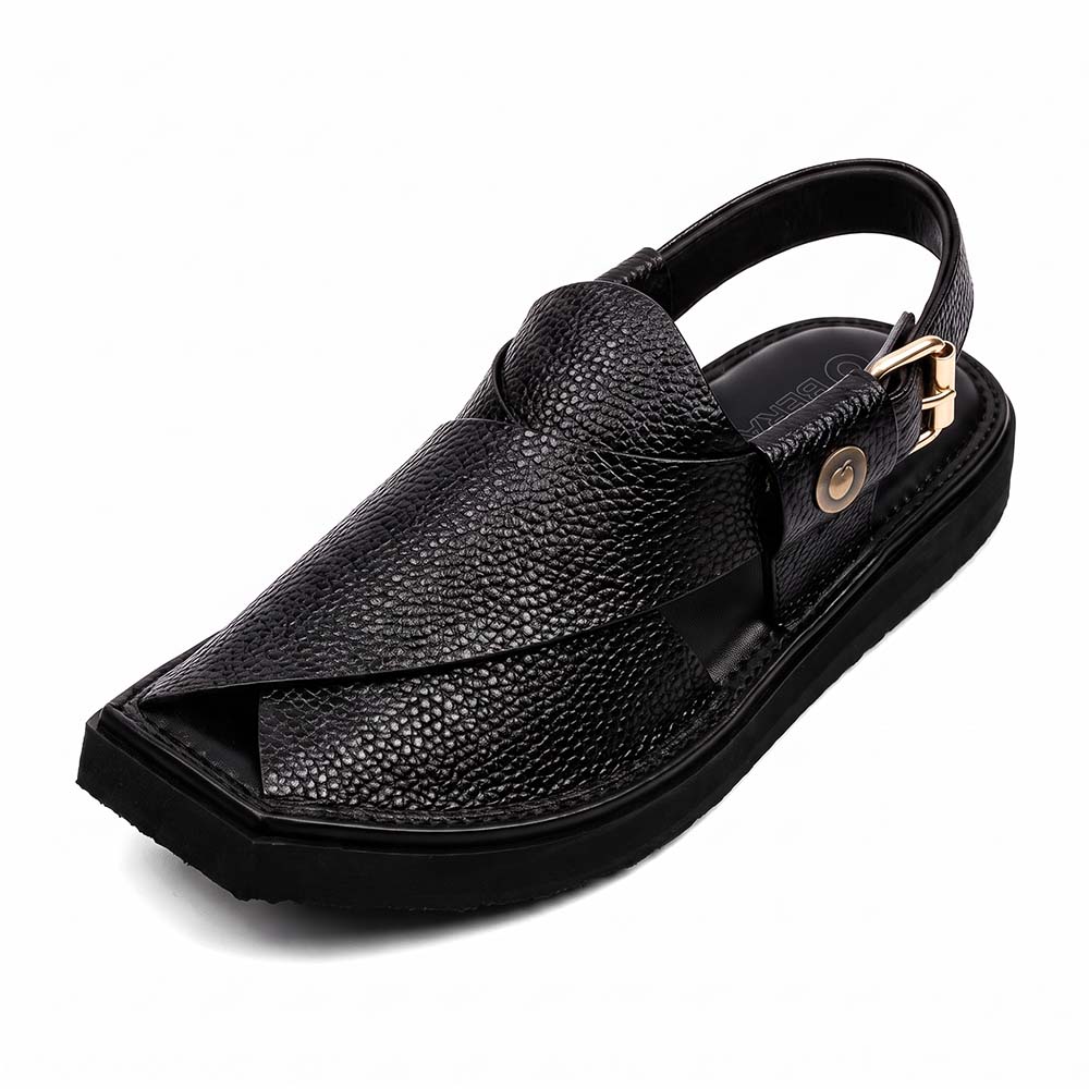Black Dot kaptaan Peshawari Chappal for men front view