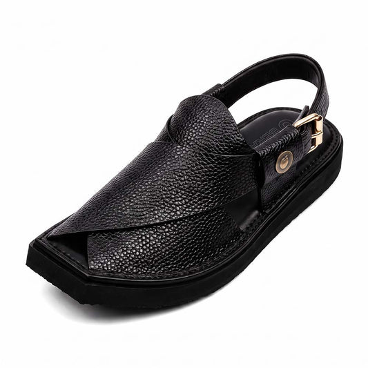 Black Dot kaptaan Peshawari Chappal for men front view