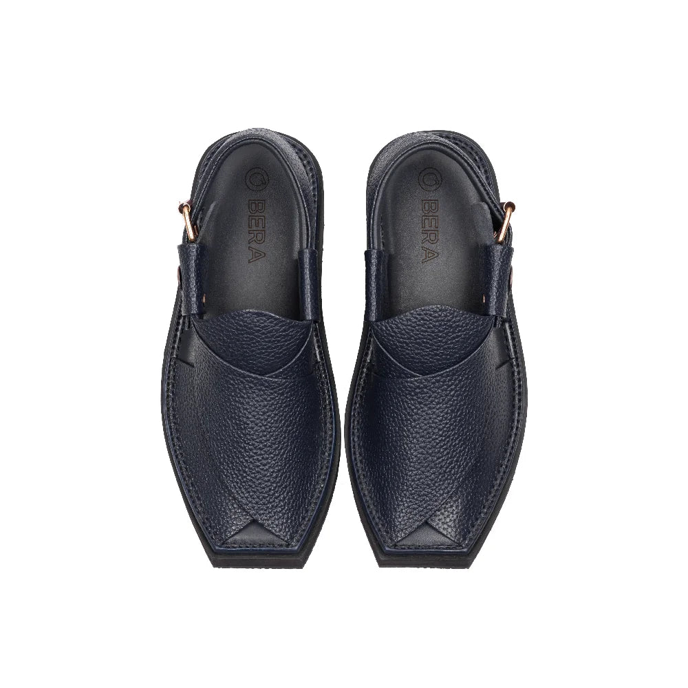 Khan Blue Dot Peshawai Chappal Top View