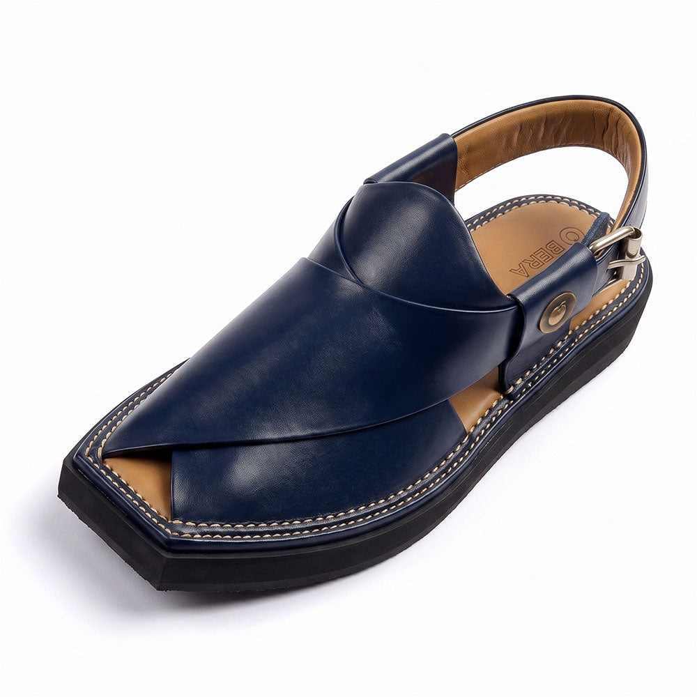 Bera Khan Plain Blue Peshawari Chappal