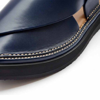 Khan Chappal Blue Plain