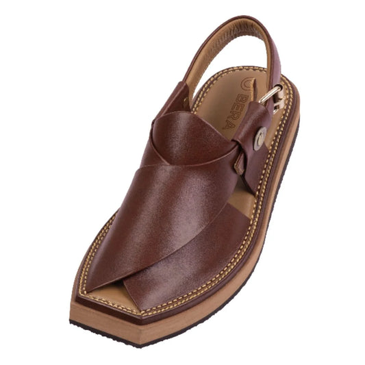 Khan Burgundy Peshawari Chappals For Men Front View