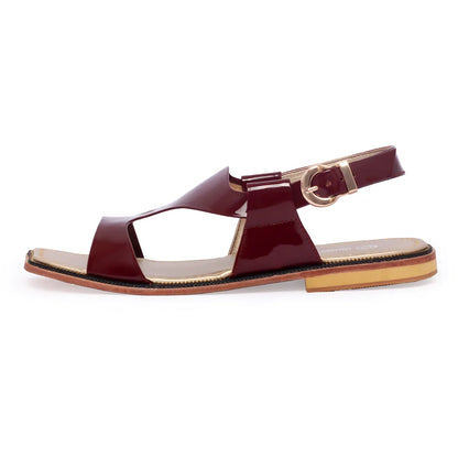 Bera Maroon Peshawari Panjedar Chappals for Ladies side View