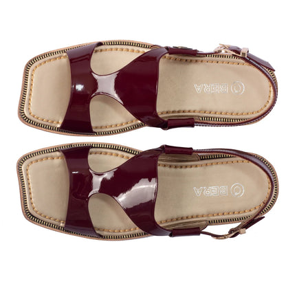 Maroon Panjedar Peshawari Chappal for Ladies Top View