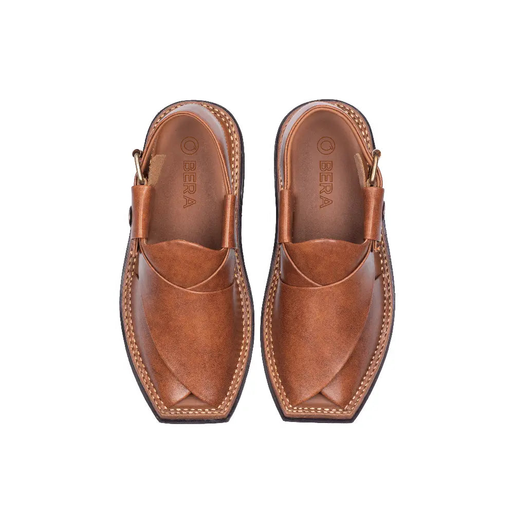 Nue Brown T Shape Peshawari Chappal top view