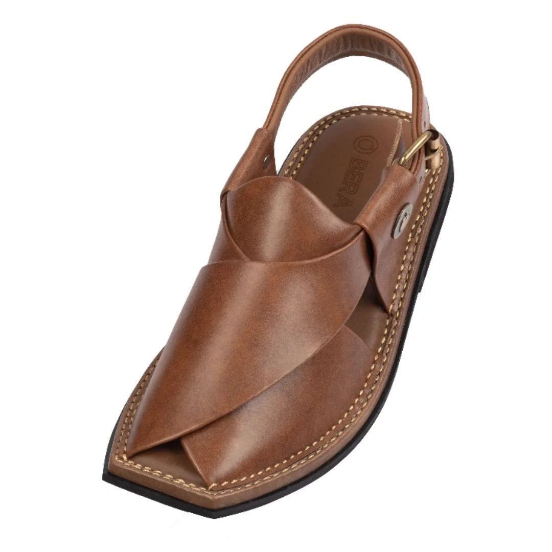 Traditionally made Nue Brown T-Shape Peshawari Chappal for men 