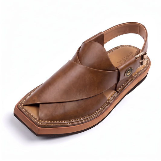 Bera Nue Brown Kaptaan Peshawari Chappal for men