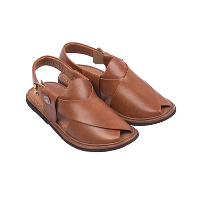nue brown round shape Peshawari chappal for men side view
