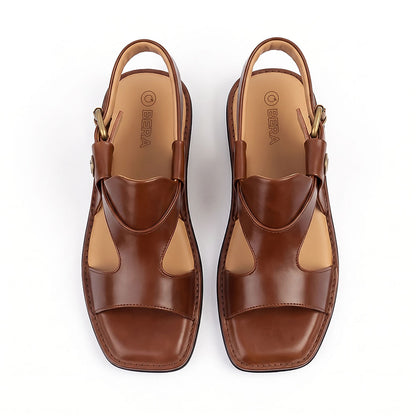 Panjedar chappals for men showing the side profile and traditional leather design