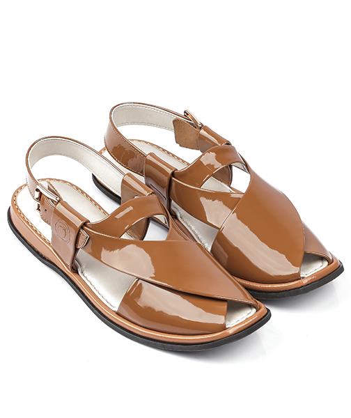 beige ladies peshawari chappal top view