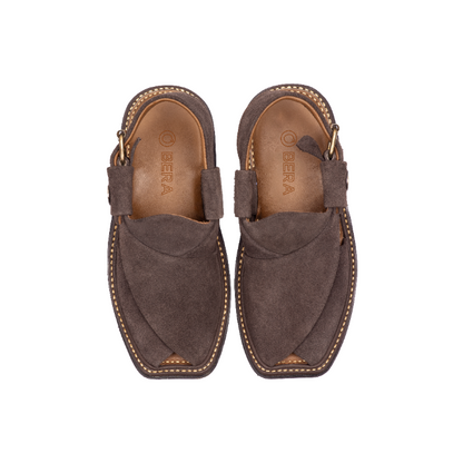 brown suede Peshawari chappal for men top view