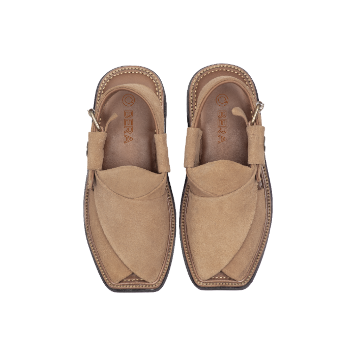 camel suede Peshawari chappal for men top view