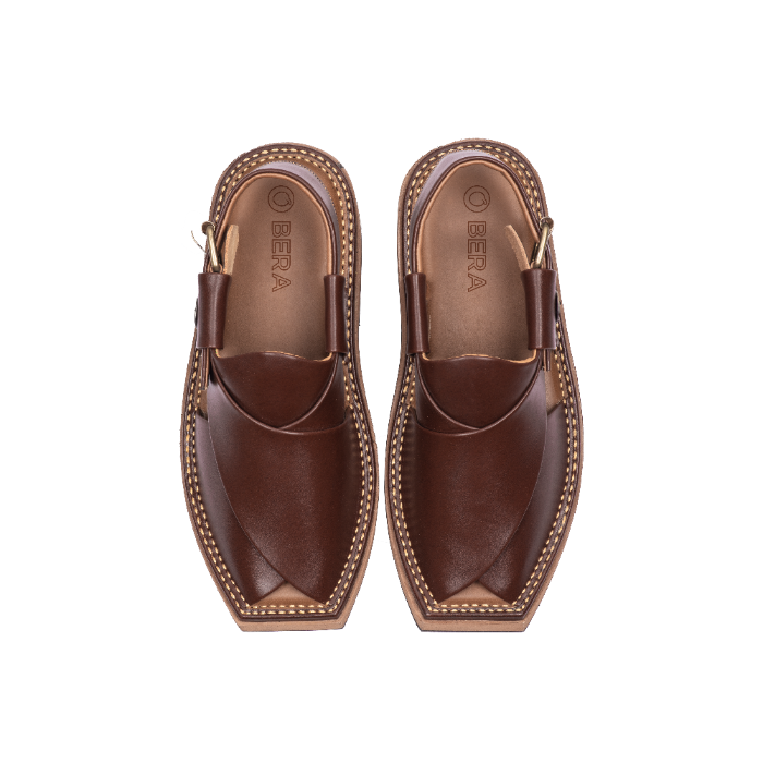 Khan Burgundy Peshawari Chappal top view