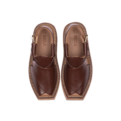 Khan Burgundy Peshawari Chappal top view