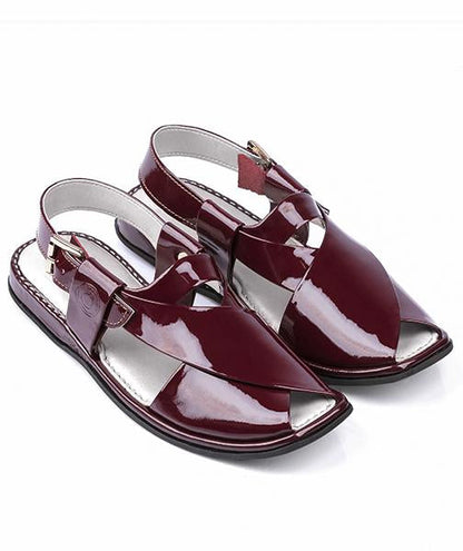 Ladies Maroon Peshawari Chappal top view