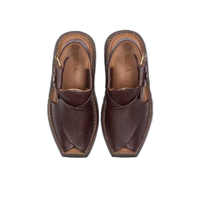 maroon light weight peshawari chappal for men top view