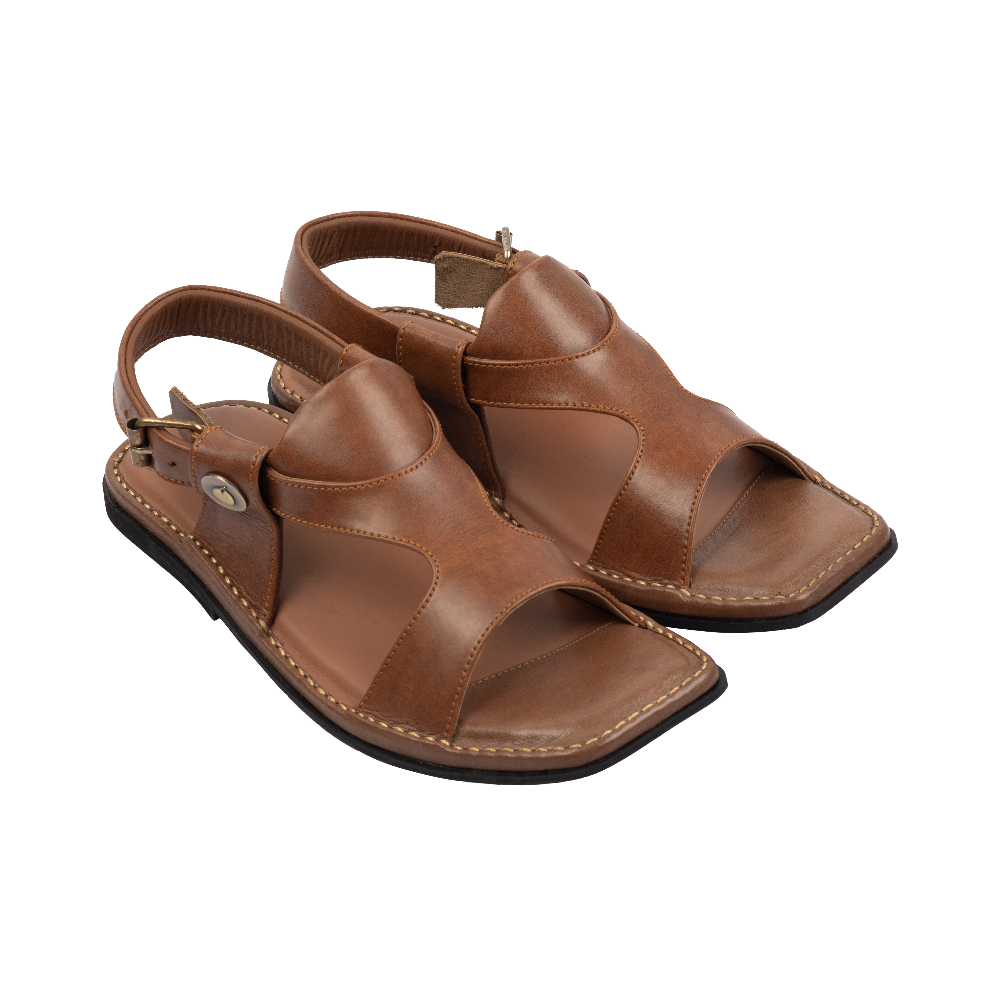 nue brown panjedar peshawari chappal side view